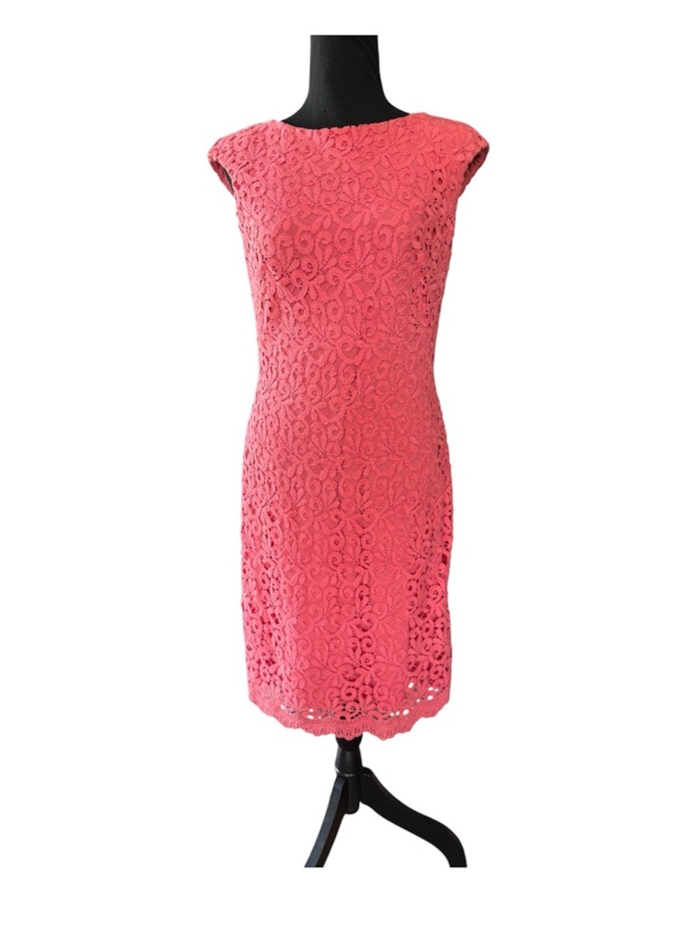 Coral Lace Sheath Dress - Women Size 2